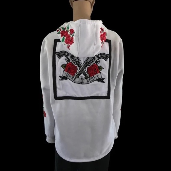 Guns and Roses Men’s Hoodie Custom Hoodie Upcycle Clothing Embroidered - Picture 3 of 9